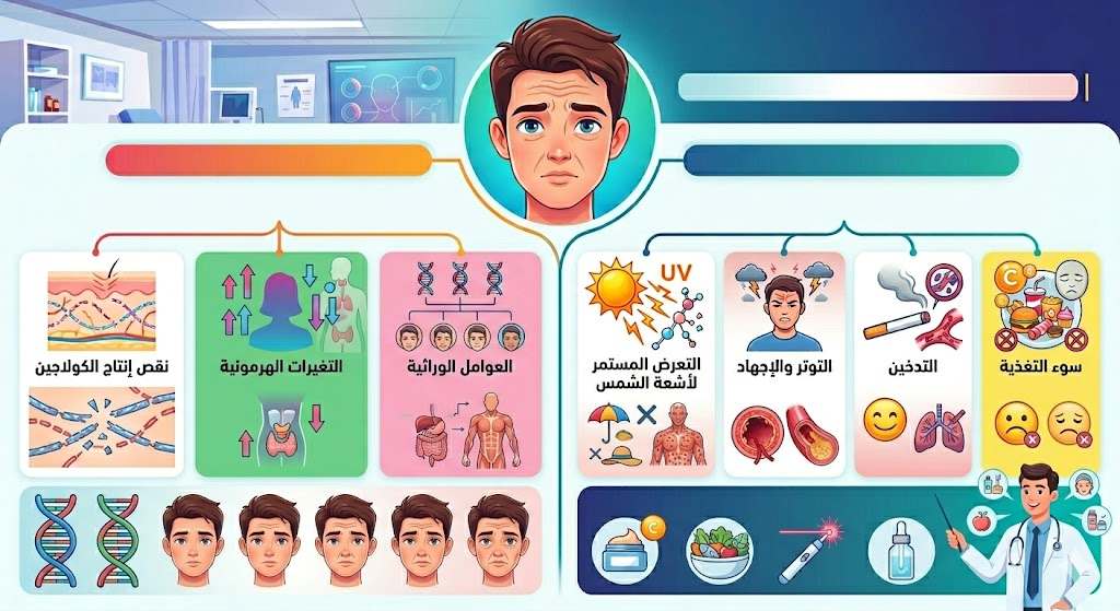 انفوجرافيك أسباب ظهور تجاعيد الجبهة